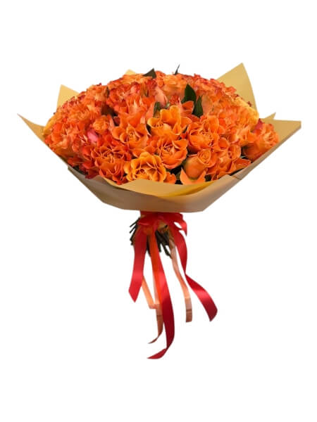 Bouquet of 51 orange roses in a gift wrap