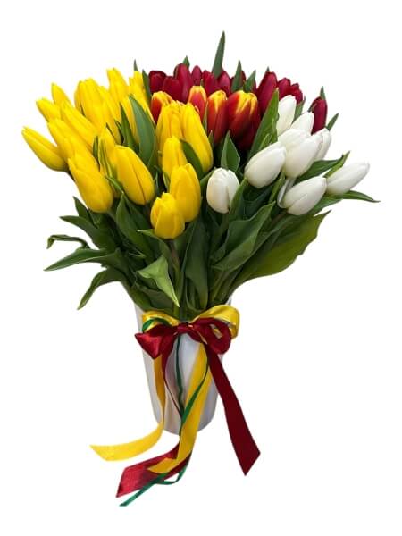 Букет тюльпанов микс 9 шт. 40 см